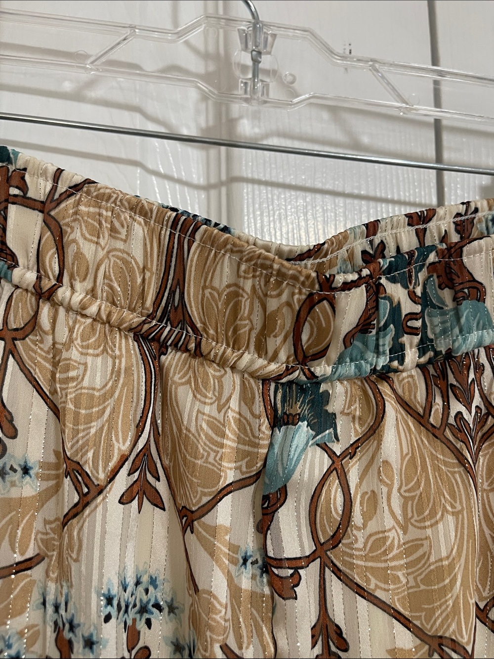 LOFT Cream Maxi Skirt with Teal and Brown Floral Print - Picture 3 of 7